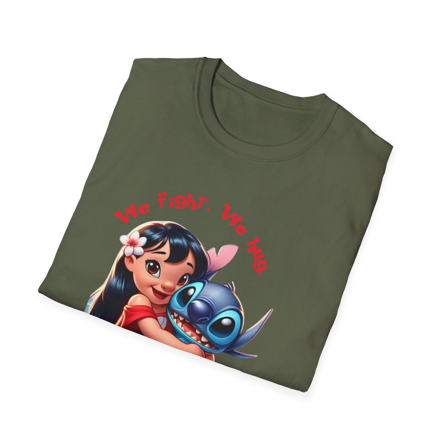 Unisex Tee - Lilo & Stitch 'We Fight, We Hug, We Snack, We're family'