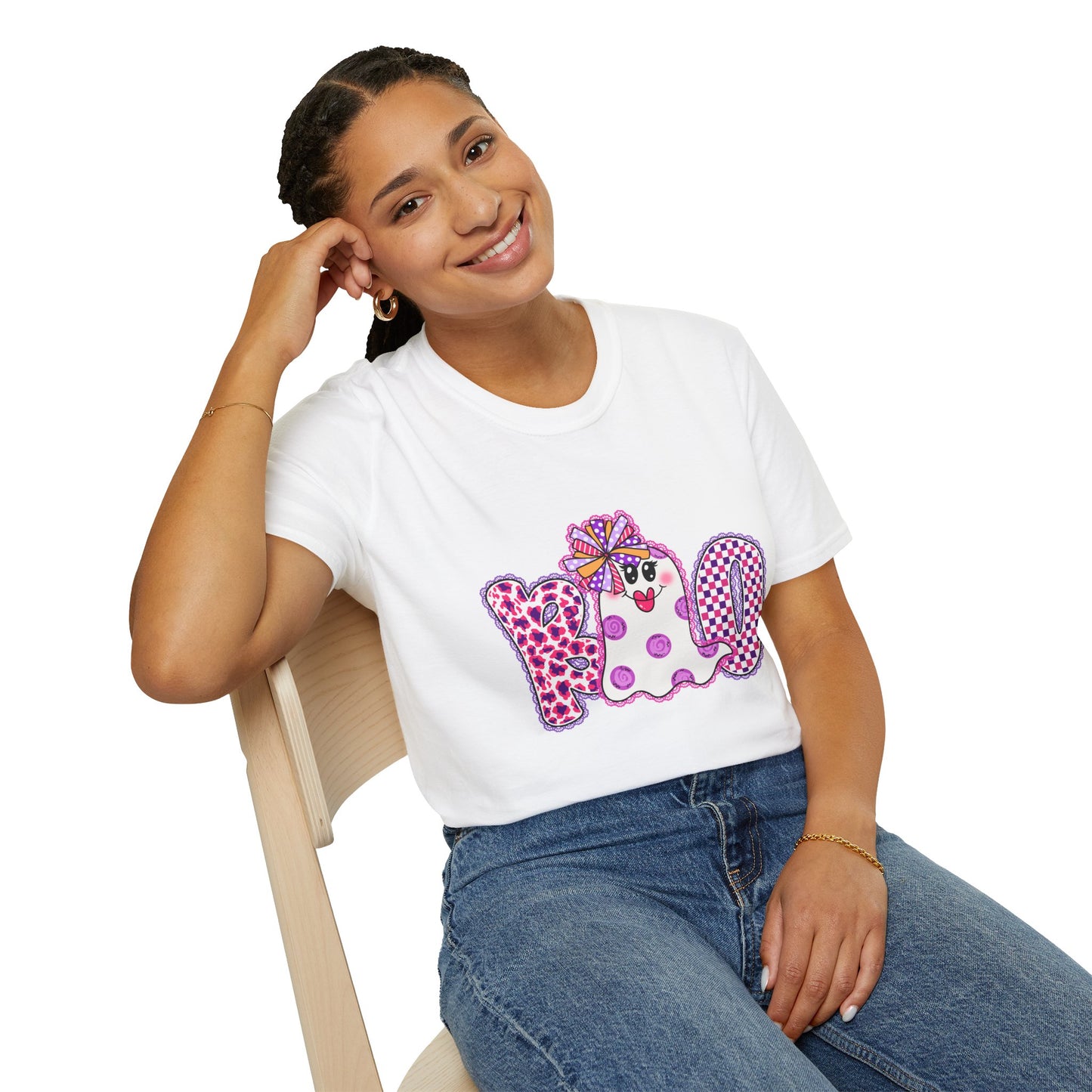 Ghostly Celebration T-Shirt BOO Unisex Softstyle