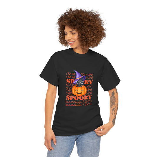 Halloween Spooky Unisex Heavy Cotton Tee, Fun Graphic Tee, Pumpkin Shirt, Casual Fall Wear, Halloween Costume, Unisex Tee